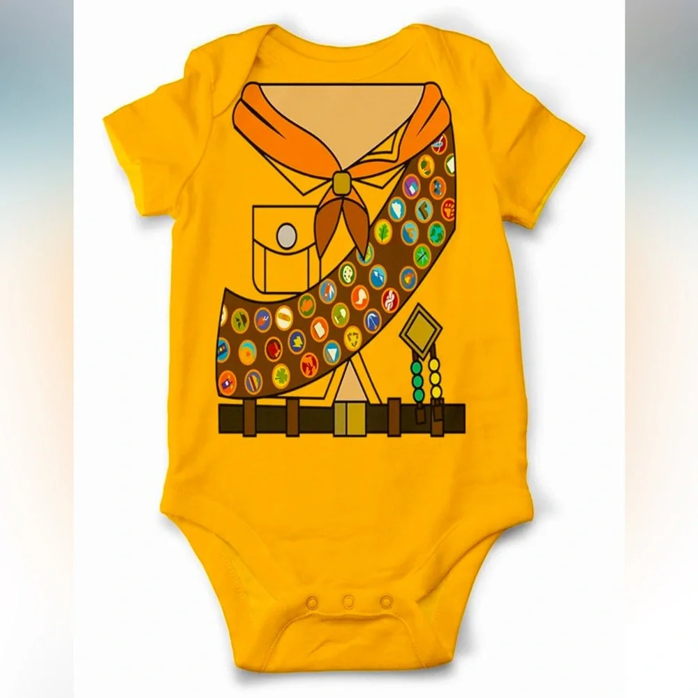Pixar Up Scout Russell Cosplay Halloween Costume Onesie Bodysuit Size 6 Months